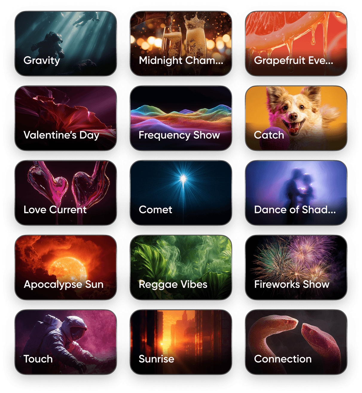 Preview of ready-made themes and scenes