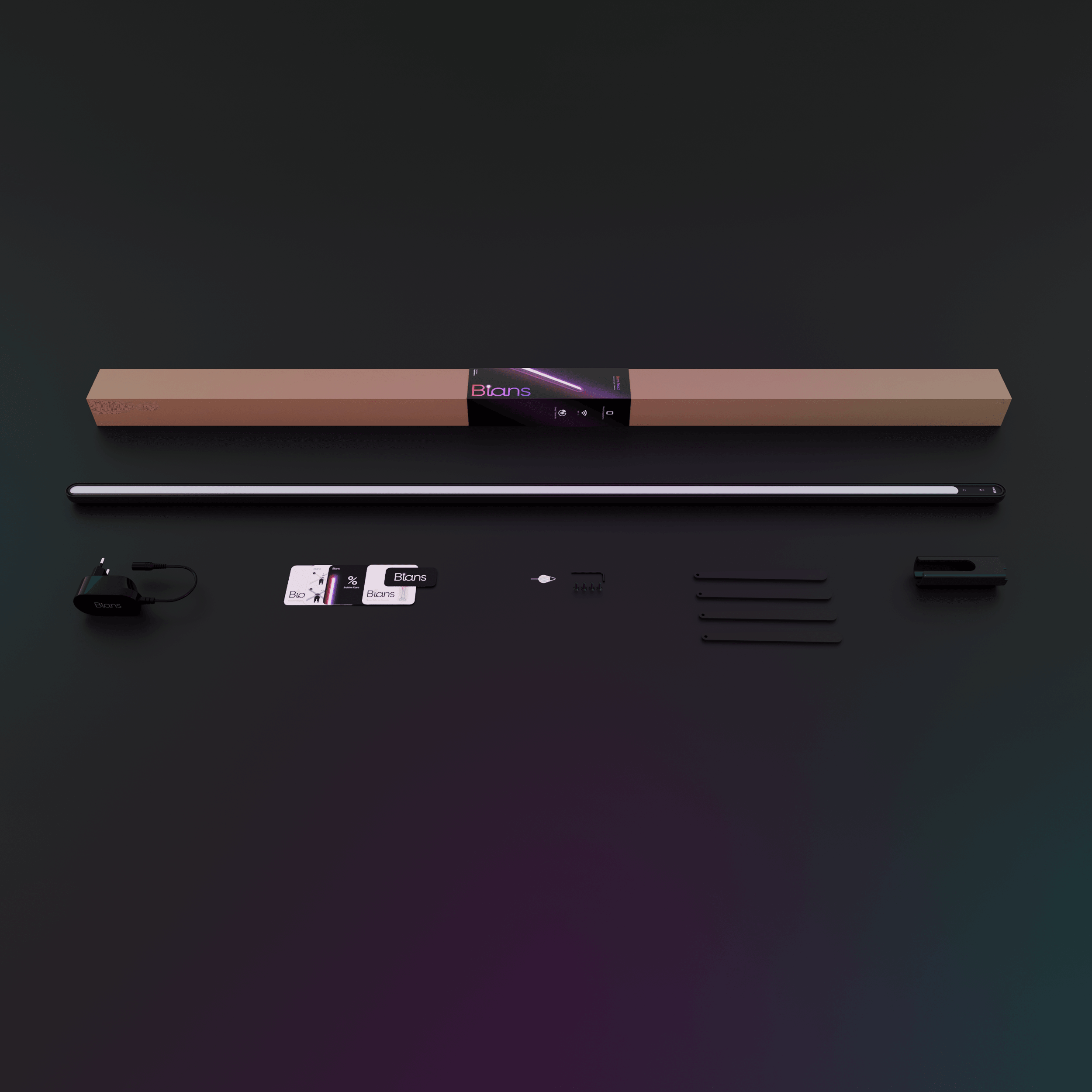 React LED Lamp package contents laid out